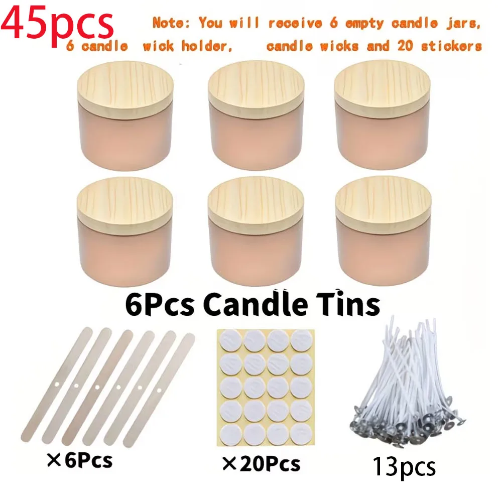 Candle Making Jars With Lids - 45 potes de metal dourado rosa